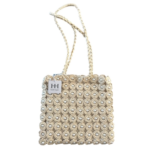Haute Hippie Straw Pearl Decorated Shoulder Bag - Picture 4 of 13